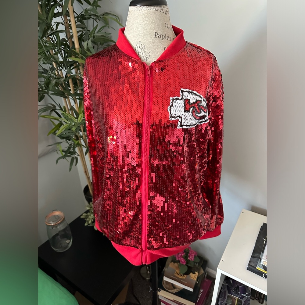 Kansas city cheifs jacket women bling sequins large or medium - Picture 3 of 3